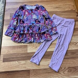 Brinley Jo’s Disney Princess Ruffled Top and Leggings Set Size 2T